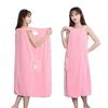 Coral Fleece Long Bathrobe Wrap: Absorbent Adult Bath Towel, Pure Cotton Alternative