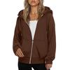 Women's Fashionable Loose Fleece Hooded Casual Cardigan With Zipper Sweatshirt