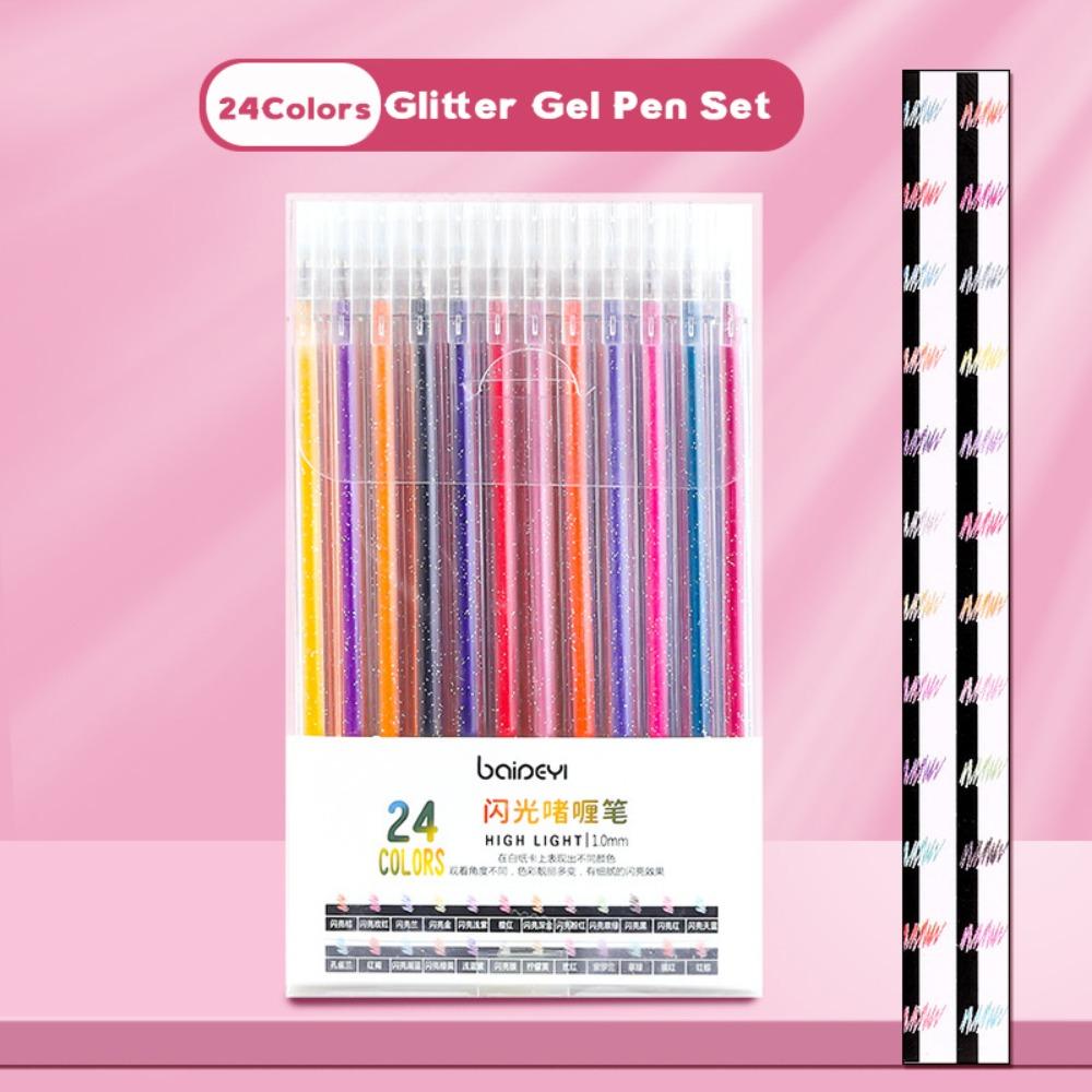 8/12/24/36/48/60Colors 8/12/24/36/48/60 Colors Glitter Gel Pen Large Capacity DIY Handwriting Shiny Highlighter Pen