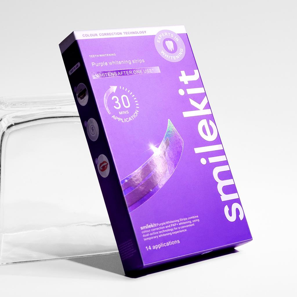 Paarse Whitening Strips, 14 Paren, Professionele Tanden Whitening Strips voor het Verwijderen van Vlekken, Snelle Whitening, Veilig voor Gevoelige Tanden