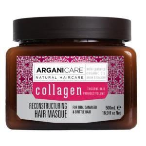 Masque collagène - arganicare - 500ml - tous types de cheveux - hydratation profonde - protection