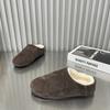 Cowhide Version of Minimalist Round Head Lazy Thick Bottom Hairy Half Drag Women Warm Casual Versatile One Pedal Bag Head Hairy Shoes