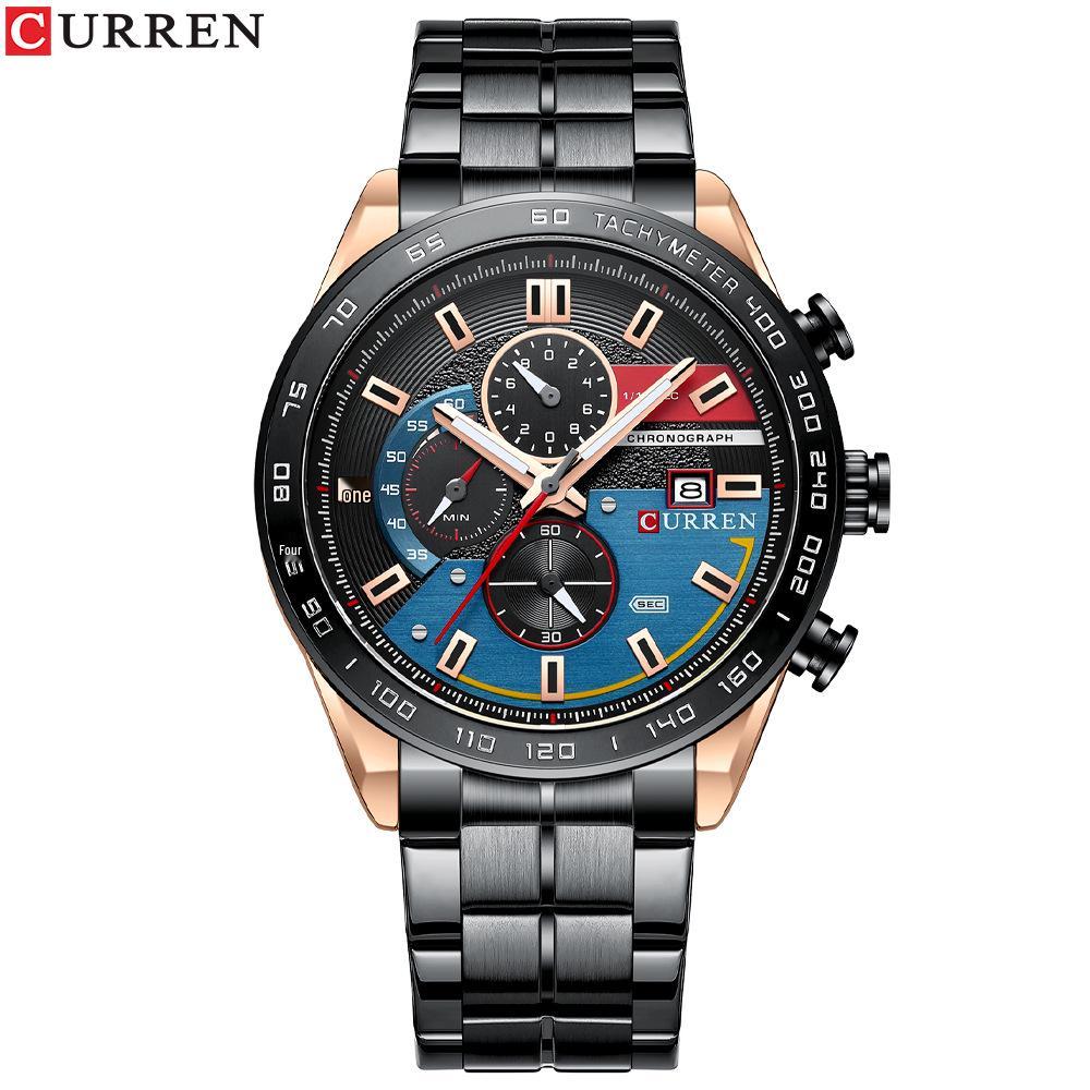 CURREN 8410 Men s Waterproof Chronograph Quartz Watch with Steel Band