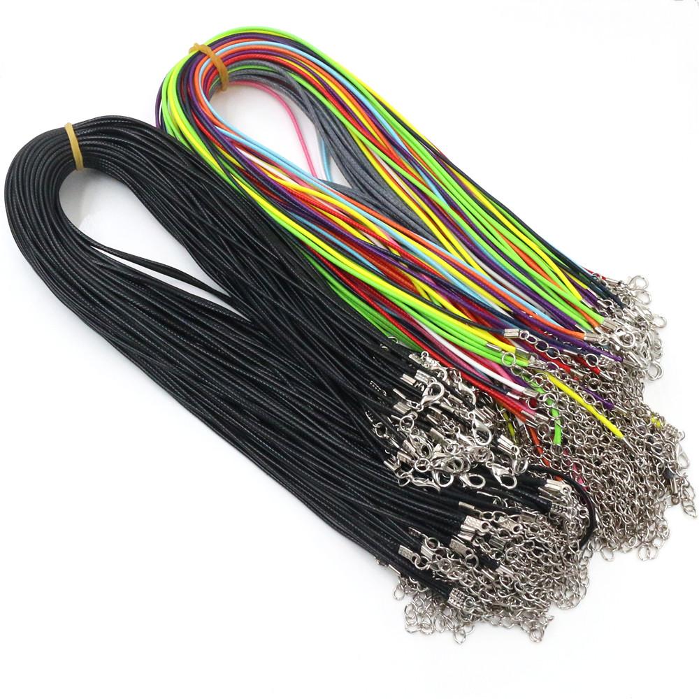 Handgjorda Läder Justerbara Flätade Rep Halsband & Hängande Berlocker Tillbehör Hummerlås Snöre 20st