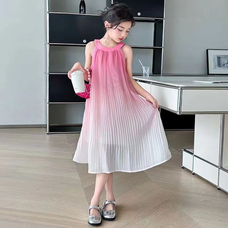 

Летнее платье для девочек, пляжное платье, детское летнее платье с градиентом 120