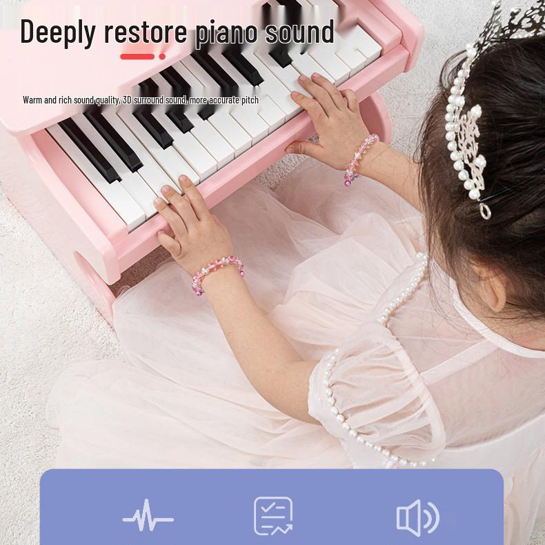 Children's 25-Key Wooden Electric Piano for Beginners - Portable and Educational