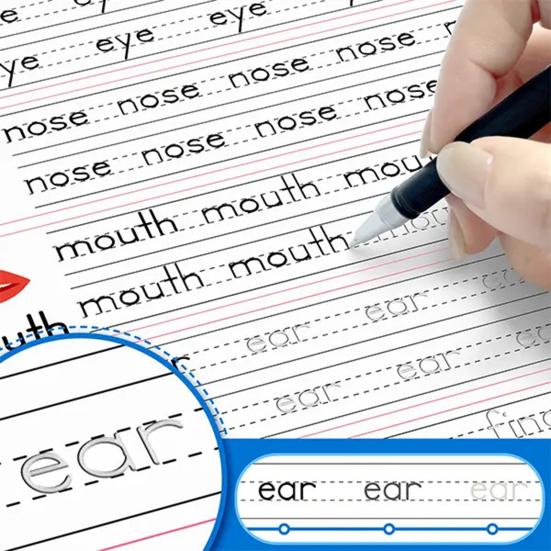 Grooved Writing Practice Book with Pens Refills Pencil Gripper Reusable Kids Handwriting Practice Workbooks Alphabet Tracing Learning Book