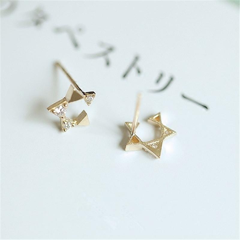 925 Sterling Silver Korean Version Irregular Star Stud Earrings Women Pavé Crystal Classic Fashion Party Jewelry Friendship Gift