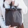 Borsa in Tela Donna Casual a Quadri Borsa Shopping Donna Grande Capacità Carina Tote Borse a Mano Tessuto Double-sided Ragazze Borse a Spalla Frenum