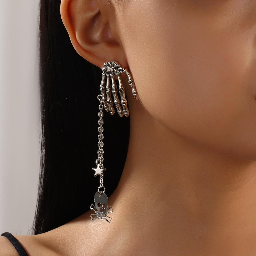 Punk Skull Gothic Ear Jewelry With Alloy Material For Wear Festival