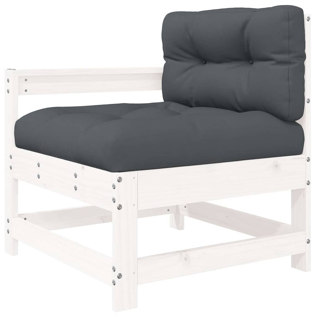 Garden Chair with Cushions White Solid Pine Wood
