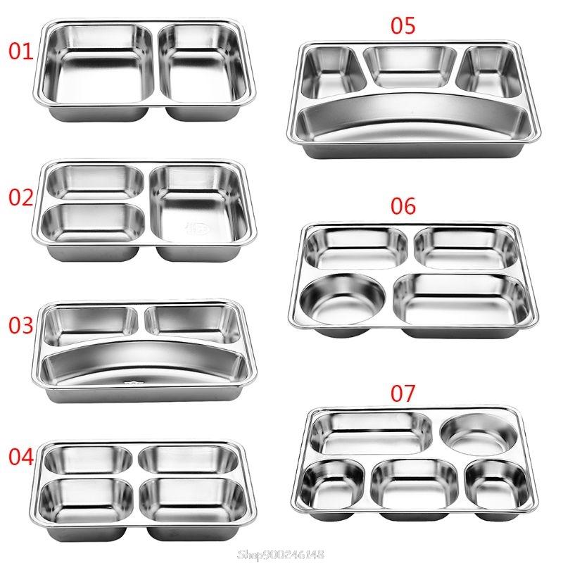 

Stainless Steel Divided Dinner Tray Lunch Container Plate for School Canteen 3/5/4 Section wholesales 1