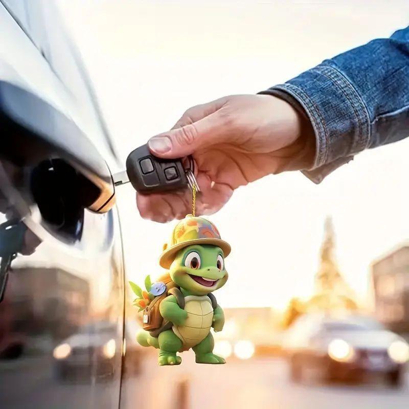 Turtle Acrylic Colorful Backpack Charm For Car Decoration Cute Cartoon Style