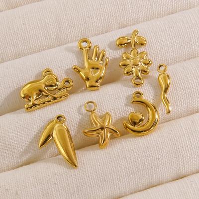 CARLIDANA Simple Ocean Shell Cat Fish Bird Pendant Charm Gold Plated Stainless Steel Charm For Bracelet Earrings DIY Jewelry