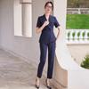Navy Blue Summer 2024 Women's Short-Sleeve Casual Suit Set - Two-Piece for Teachers