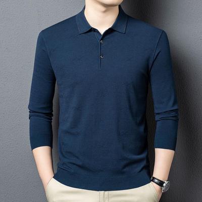 Yiliteng Men's Polo Neck Long-Sleeve Knit Sweater