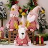 Pink Christmas Snowman Gnome Figurines for Window Display