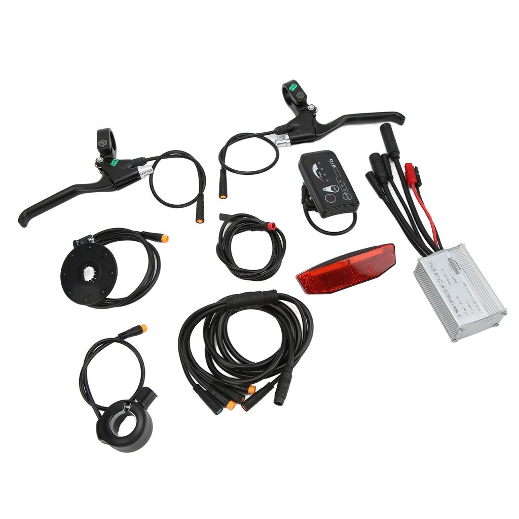 Bike 15A Waterproof Controller with S810 Panel 130X Thumb Throttle 8C Speed Assist Brake Handle 1 to 5 Connector Tail Lamp for 36V/48V 250W Motor