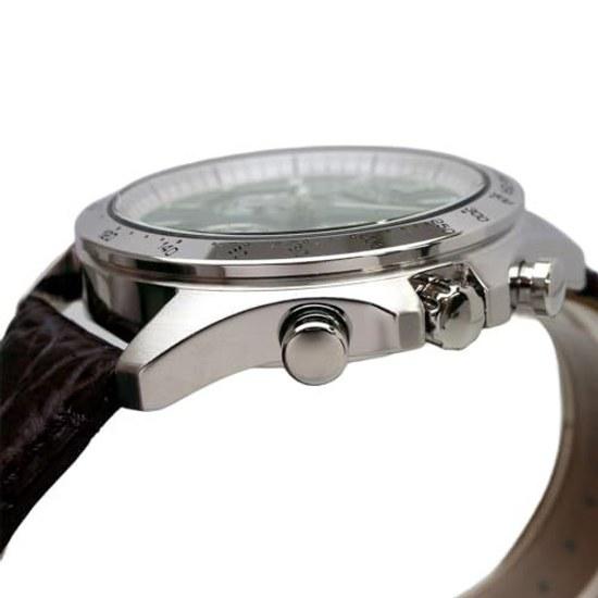 SEIKO 1/5 Second Chronograph Quartz Wristwatch Mens SBTR017 Green Brown Leather