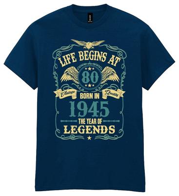 Życie Zaczyna się po 80 Męska Koszulka Urodzinowa Urodzony w 1945 Legendy 80. Prezent Dla Niego