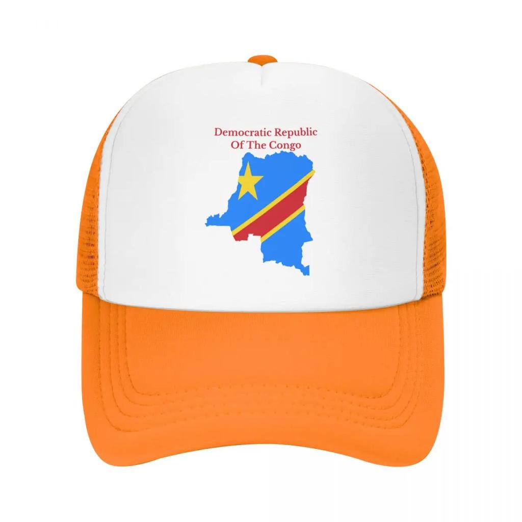 Custom Democratic Republic Of The Congo Flag Map Trucker Hat for Unisex Women Adjustable Adult Baseball Cap Hip Hop Dad Hat