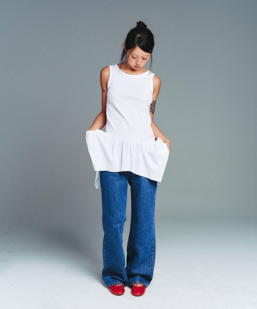 Ames Worldwide Classic Shirring Sleeveless Dress White
