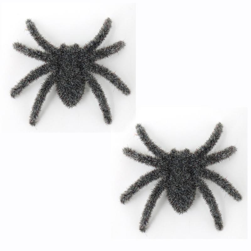 Modèle d'Araignée Araignées Peluches Amusantes pour Halloween Araignée Noire Floquée 3D Réaliste Araignée de Simulation Cartoon Décorations de Fête de Bar