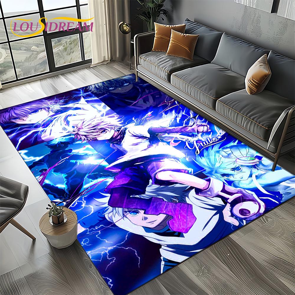 Alfombra HxH Anime Hunter×Hunter Dibujos Animados para Dormitorio Sala de Estar Decoración de Sofá del Hogar, Alfombrilla Grande Decorativa Infantil Regalo