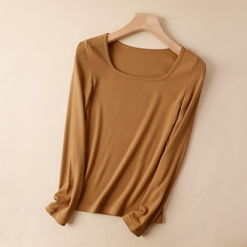 

Женский шелковый термо-бесшовный топ: Квадратный воротник, тепловыделяющий трикотаж для осени/зимы. Идеально подходит в качестве верхней одежды или базового слоя. One Size хаки