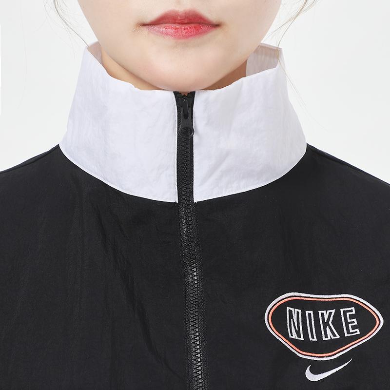Nike Embroidered Logo Color-Block Breathable Sports Jacket Women Outerwear White CZ8319-010