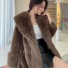 Autumn and Winter Women's Extended Toka Imitation Fur Suit Collar Coat Coat Artificial Fur Imitation Fur Coat