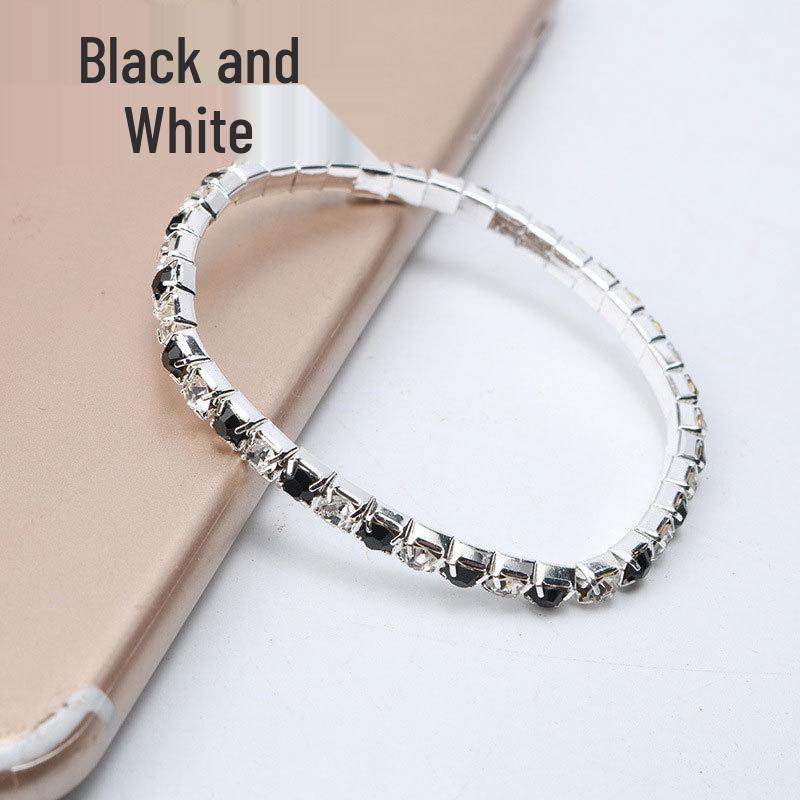 Trendy Multi-Color Diamond Single Row Elastic Bracelet for Women