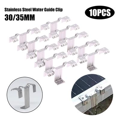 10Pcs 30/35MM Stainless Steel Solar Panel Photovoltaic Water Guide Clip Deflector Mud Drain Button Water Redirection Clips