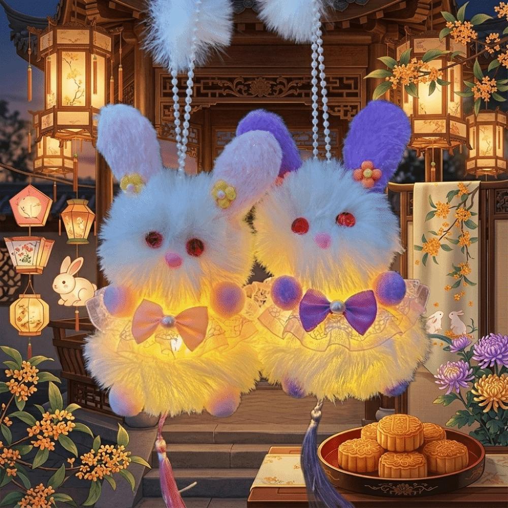 Chinese Style Mid-Autumn Festival Lantern LED Light Plush Rabbit Lantern Parent-Child Activity