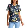 Top de Trabalho Feminino com Gola V de Manga Curta, Stretch e Secagem Rápida, com Estampa Animal e Bolsos
