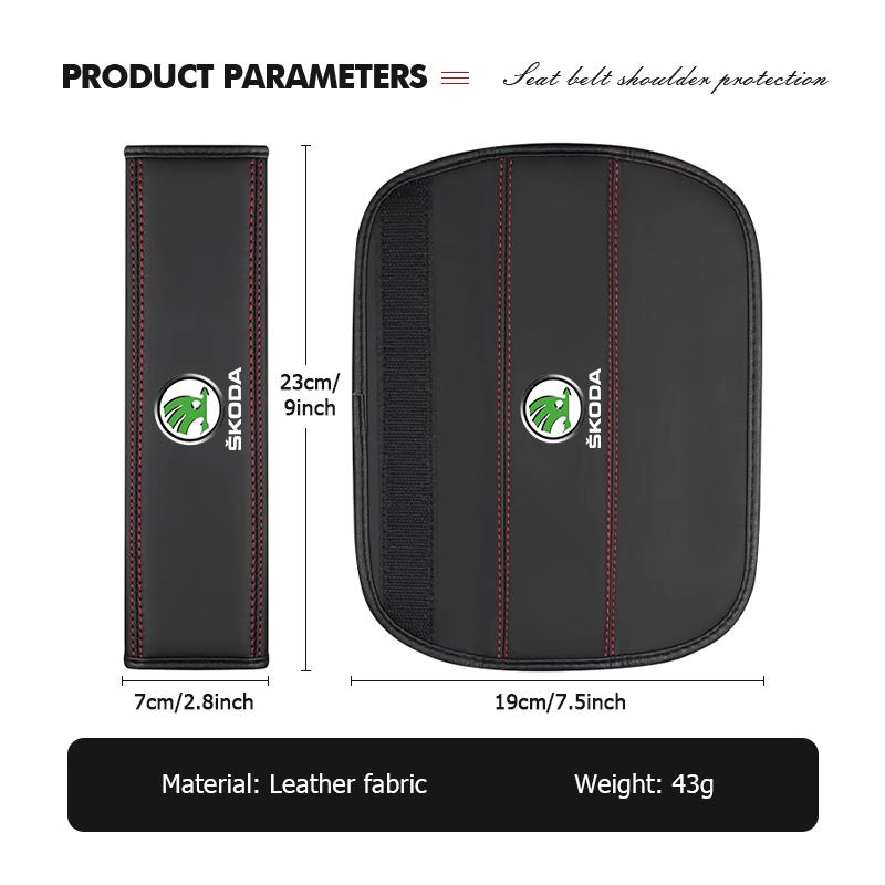 DECL5 Car Seat Belt Protection Cover Safety Shoulder Pad Auto Accessories For Skoda Octavia A5 A7 RS Fabia Superb Rapid Karoq
