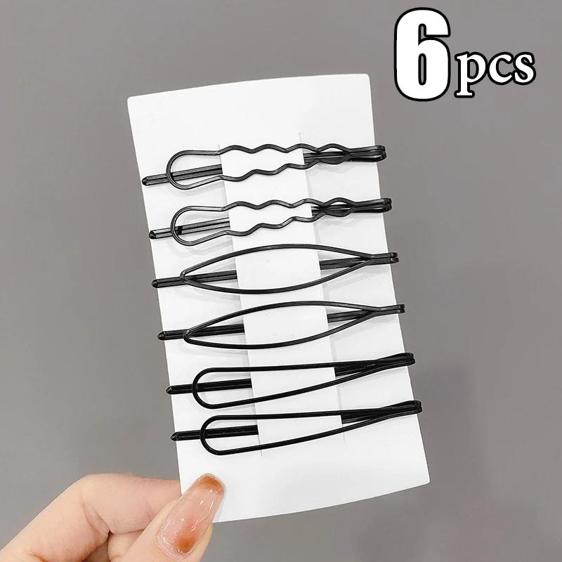 3/12Pcs Black Hair Clips Bobby Pins Wavy Fashion Hairpins Metal Barrettes Invisible BB Clip Wave Hairgrip Hair Clips Accessories