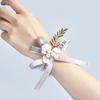 Korean Style Bridesmaid & Bride Wrist Corsage: Simple Sisterhood Hand Flower Ring for Weddings & Celebrations