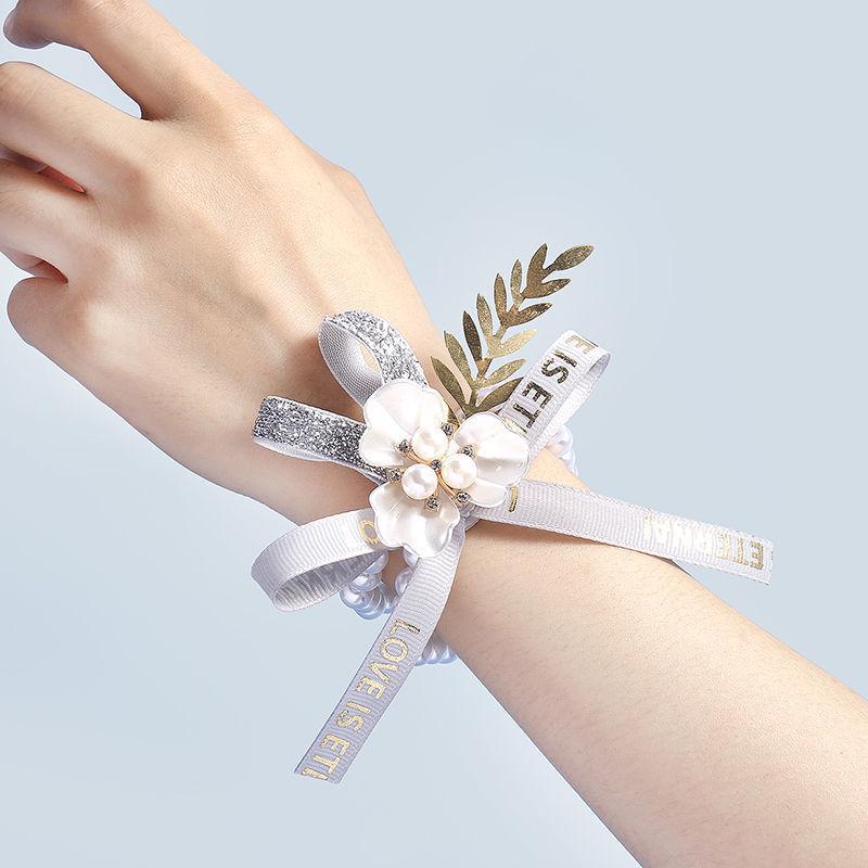 Korean Style Bridesmaid & Bride Wrist Corsage: Simple Sisterhood Hand Flower Ring for Weddings & Celebrations