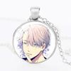 Round Acrylic Alloy Pendant Figure Pattern Necklace Unisex Chain