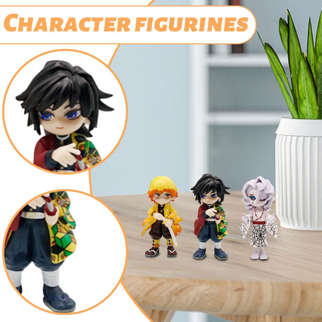 Anime 6-Piece Collectible Chibi Figurine Set - Cute Character Statues (3.8-8.4cm Height) With , Desktop Decor Ornaments,, Ideal Birthday/Holiday Gi