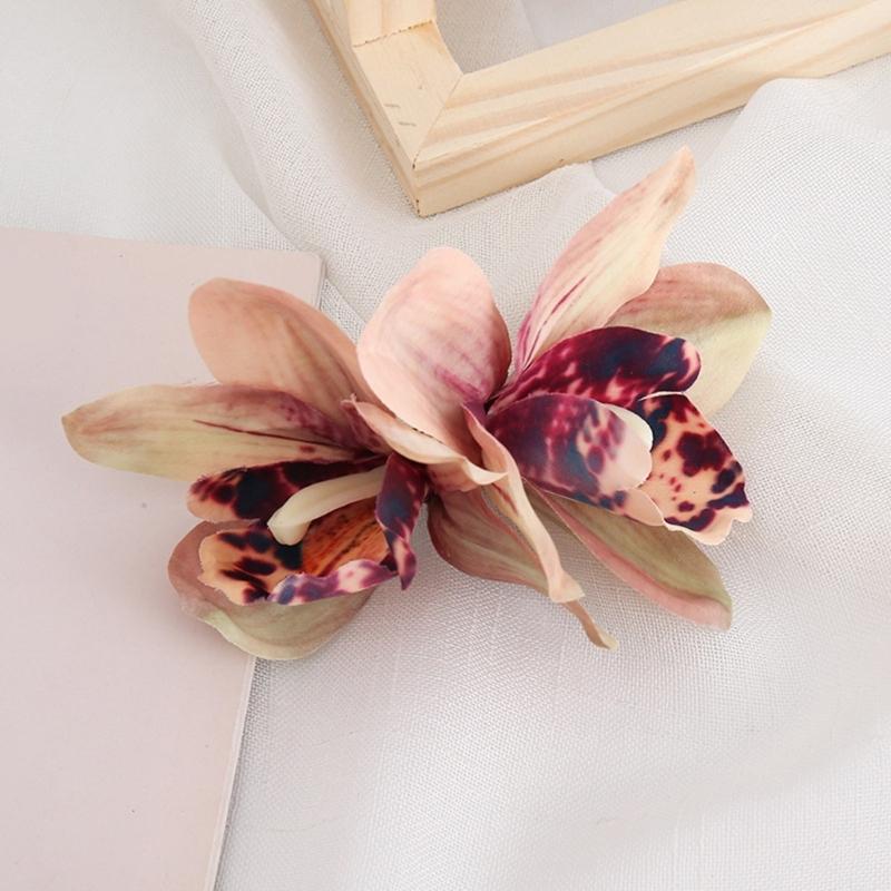 Bohemian Style Hairpin Double Large Artificial Cymbidium Flower Hair Clip For Women And Girls Fashion Accessory