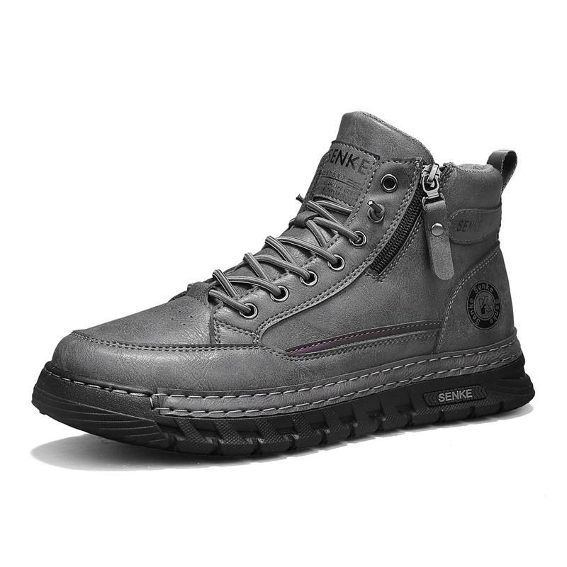 Training Shoes Botas Outdoor Treking Footwear Mens High Top Leather Ankle Boots Comfortable Motorcycle Boots Non Slip Walking