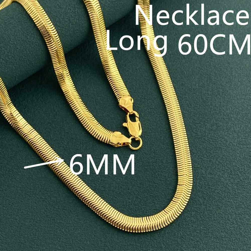 6MM Snake Bone Flat Necklace Women's 24K Gold AU999 - Versatile Snake Bone Chain, Ideal for Matching Pendants