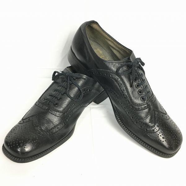 70s-80s Vintage ARISTOKRAT OLD GOLD Full Brogue Wingtip Size 10.5 28.0-28.5 Black