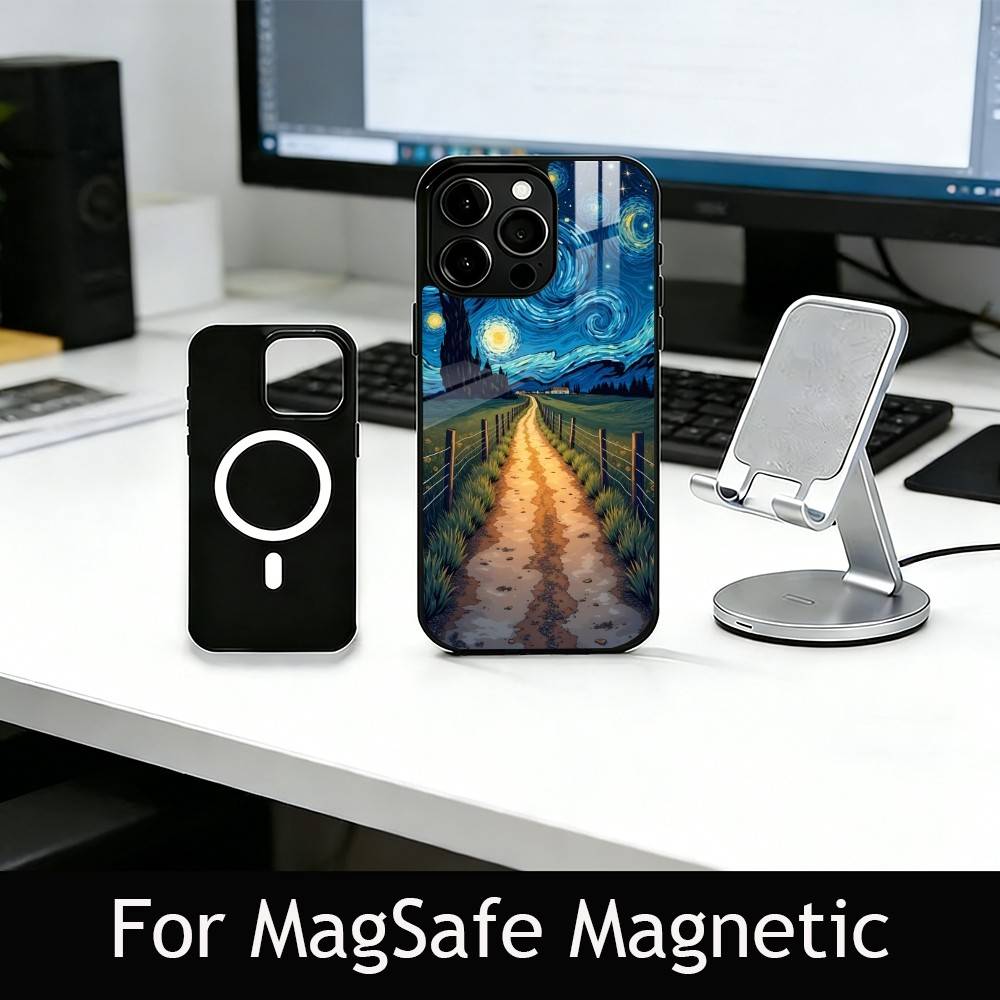 T-The S-Starry N-Night Phone Case For iPhone17,16,15,14,13,12,11 Plus,Pro Magnetic For Magsafe Wireless Charging