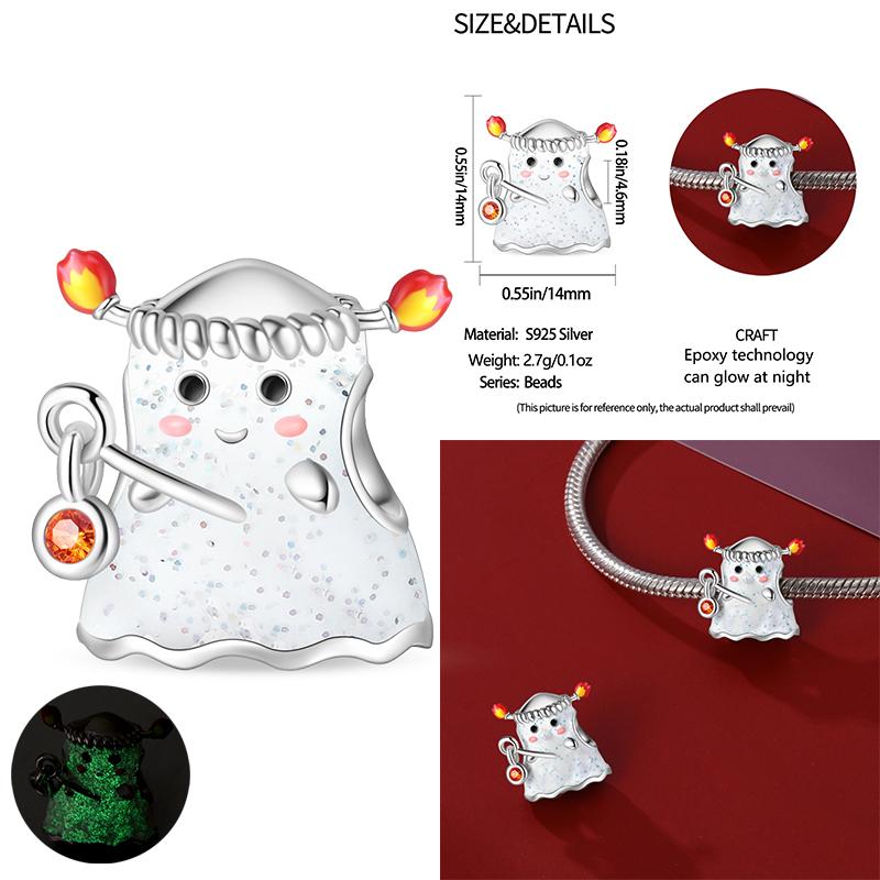 

New coppering Halloween Witch Skeleton Bat Charm Chain Beaded Compatible With Authentic Bracelets Do It Yourself Ladies Jewellery