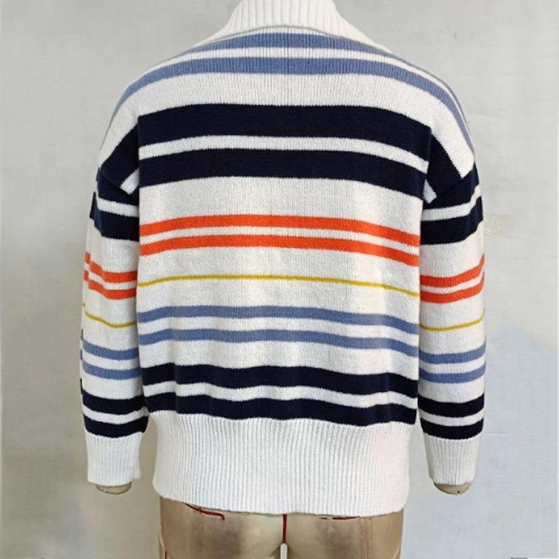 Women's New Spring Cardigan Collision Splicing Lapel Long-sleeved Outer Knitwear