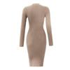 Women's Autumn And Winter Sexy Solid Color Long Sleeve Tight Button Hollow Pullover Knit Sweater Dress