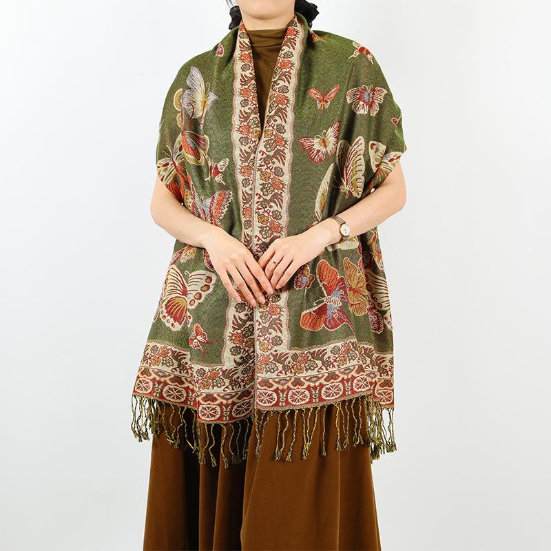 New retro tassel long shawl travel out long scarf scarf women's autumn and winter fashion scarf